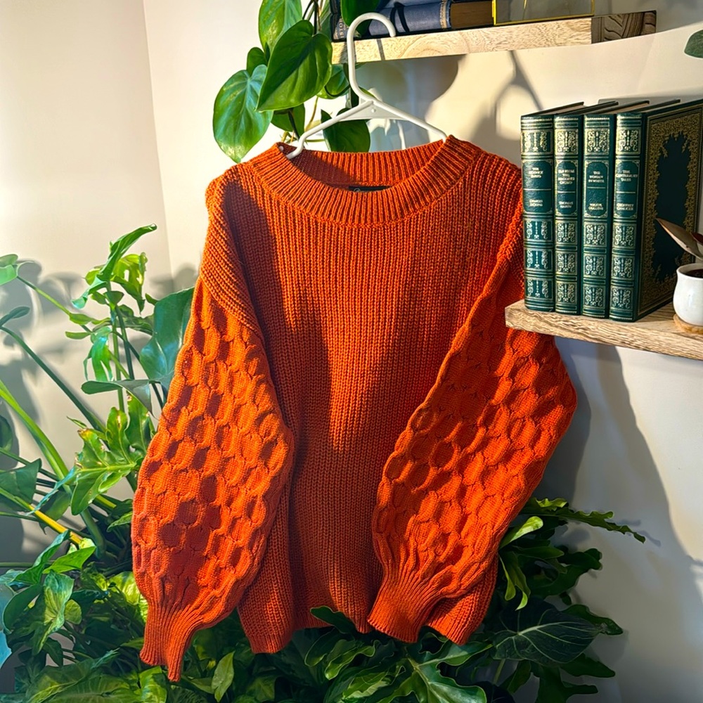 Brand new cable knit balloon sleeve sweater!